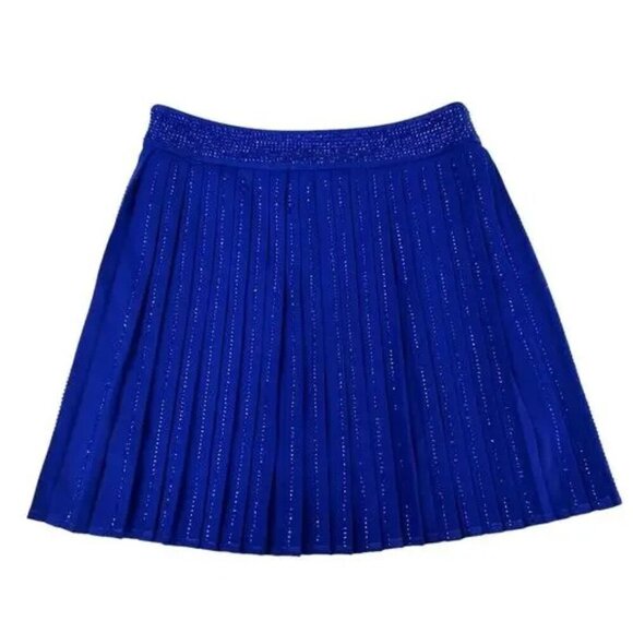 Nylon Apparel Women's Zip Up Fit & Flare Sequins Mini Pleated Skort Royal  Blue - Picture 1 of 14